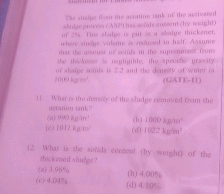 The slulge foam the acration tank of the | StudyX