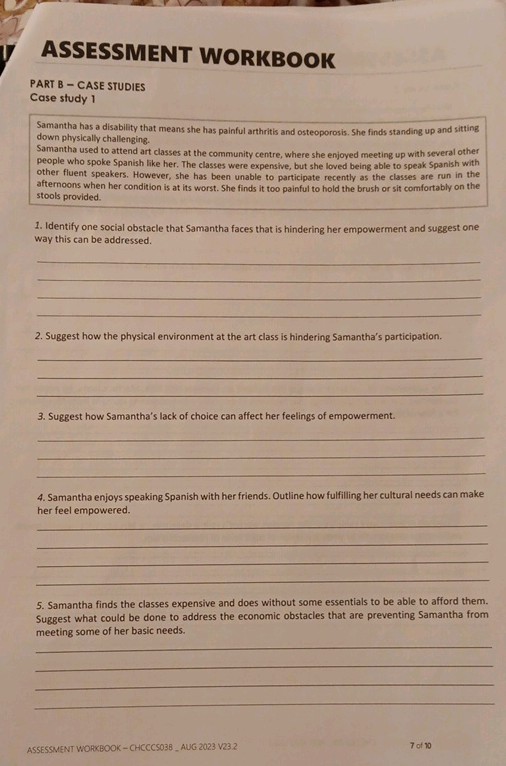 ASSESSMENT WORKBOOK PART B - CASE STUDIES