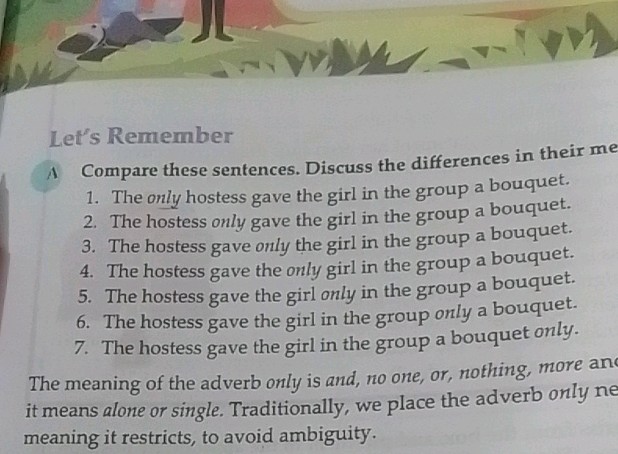 Lets Remember A Compare these sentences | StudyX