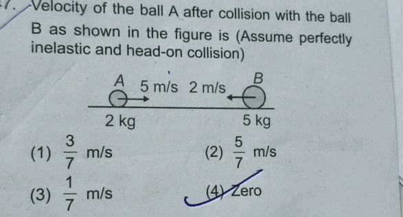 Velocity Math Ball Velocity of the ball A after collision with | StudyX