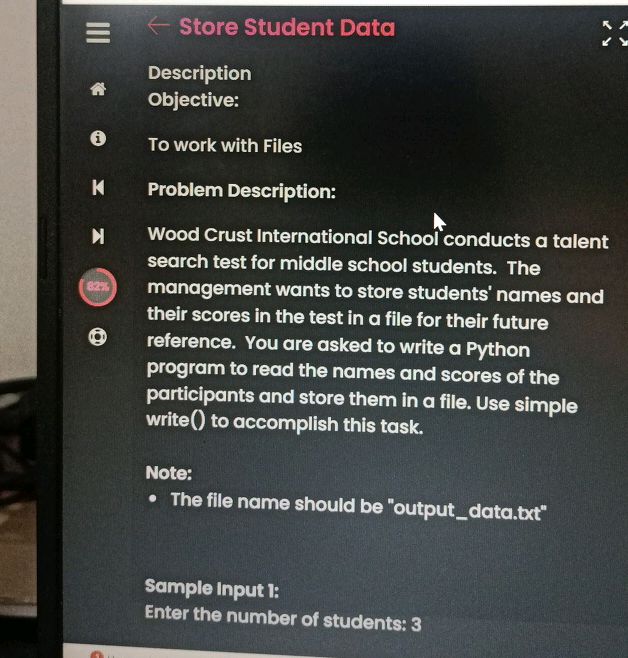 Store Student Data Description Objective i | StudyX