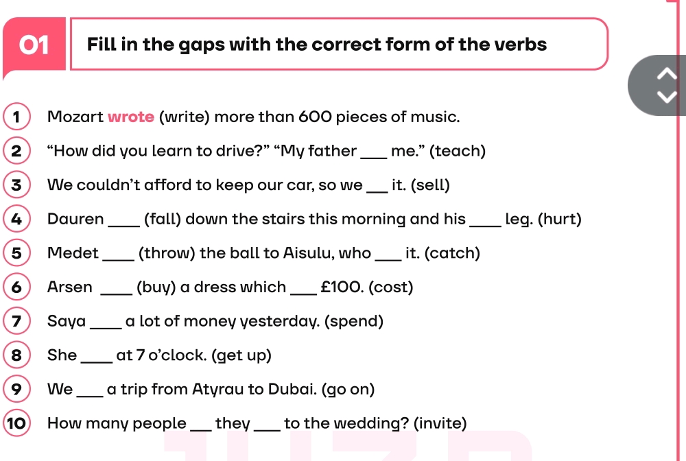 01 Fill in the gaps with the correct form of | StudyX