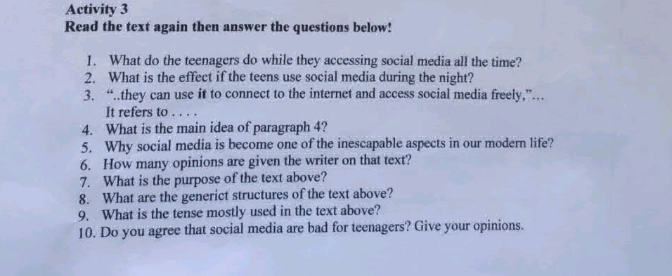 Activity 3 Read the text again then answer | StudyX