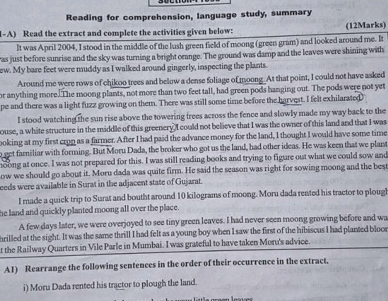 Reading for comprehension language study | StudyX