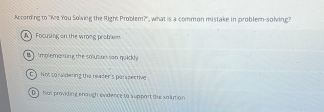 Incorrect Problem Solving According to Are You Solving the Right