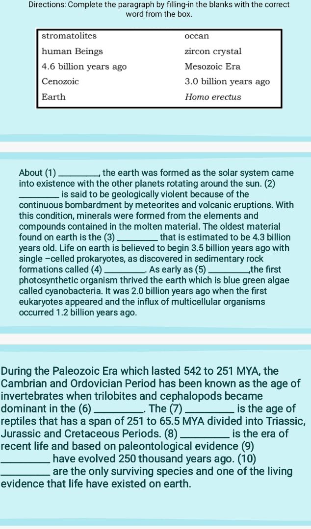 Directions Complete the paragraph by | StudyX
