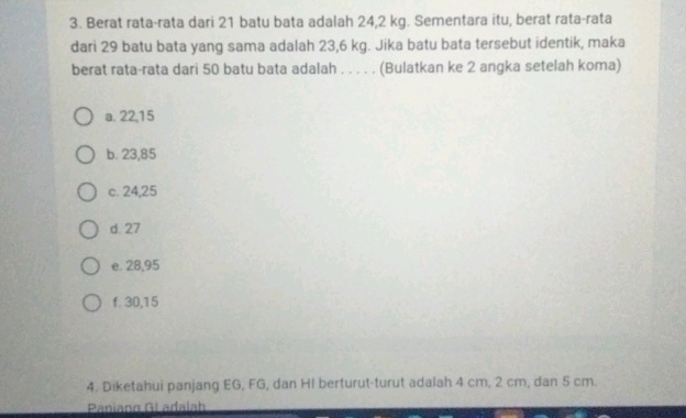 3 Berat rata-rata dari 21 batu bata adalah | StudyX