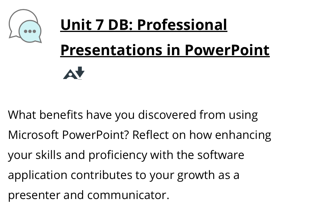 Unit 7 DB Professional Presentations in | StudyX