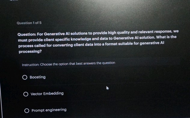 Al Question Question 1 of 5 Question For Generative Al